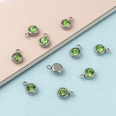 201 Stainless Steel Rhinestone Charms STAS-S068-08-1