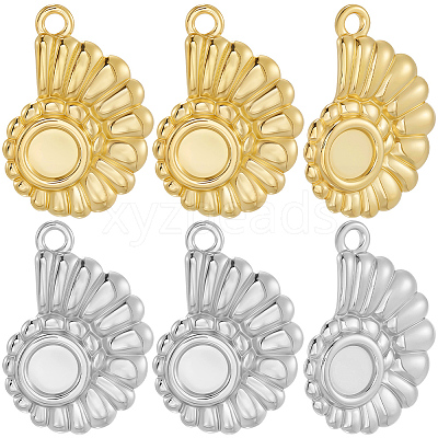 12Pcs 2 Colors 304 Stainless Steel Pendant Cabochon Settings STAS-BBC0007-39-1