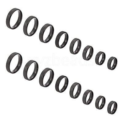 16Pcs 8 Size 201 Stainless Steel Textured Plain Band Rings Set for Women RJEW-UN0002-77EB-1
