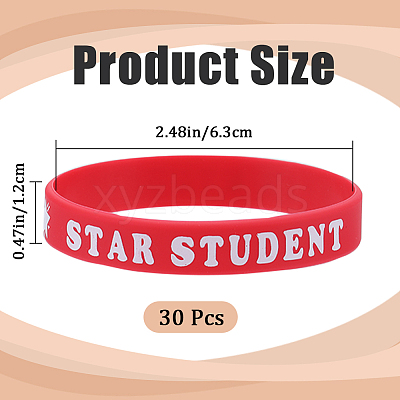 Word Star Student Silicone Cord Bracelet Wristband BJEW-WH0018-49A-1