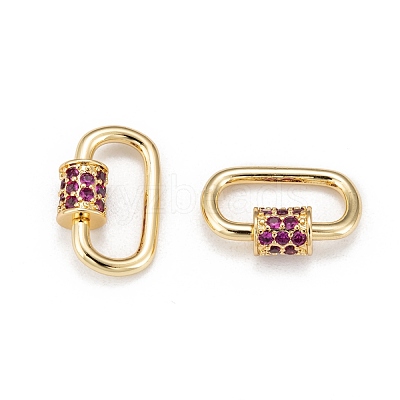 Brass Micro Pave Cubic Zirconia Screw Carabiner Lock Charms ZIRC-G156-11G-1