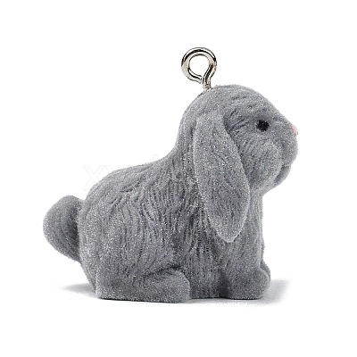 Animal Theme Flocky Opaque Resin Pendants RESI-H042-01P-18-1