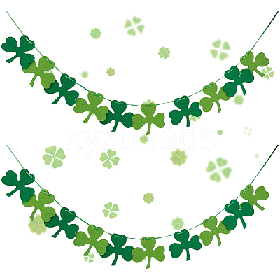 4 Bag Felt Clover Hanging Banner for Saint Patrick's Day Decoration AJEW-CY0002-43-1