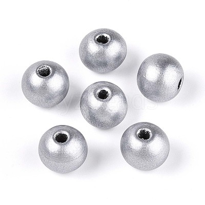 Spray Painted Round Natural Schima Wood Beads WOOD-A018-14mm-02-1