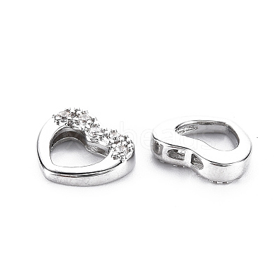 Brass Micro Pave Clear Cubic Zirconia Clasps KK-S356-503-NF-1