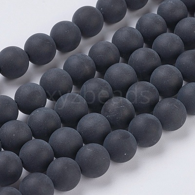 Black Agate Gemstone Beads Strands G-G447-4A-1