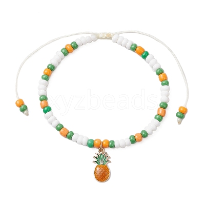 9Pcs Fruit Theme Alloy Enamel Charm Bracelets BJEW-MZ00206-05-1