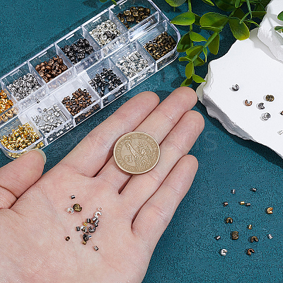 600Pcs Brass & Iron Crimp Beads Covers DIY-PA0001-73-1