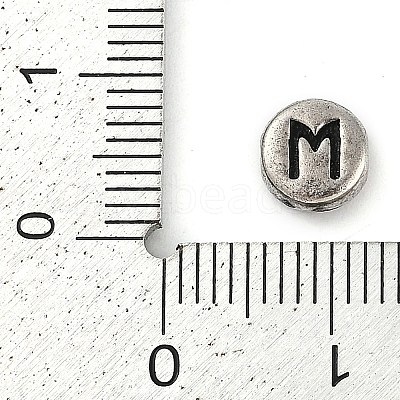 925 Sterling Silver Flat Round with Letter Beads LS-STER-G044-01AS-M-1