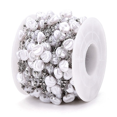 Handmade ABS Plastic Imitation Pearl Beads Chains CHS-T006-07P-1