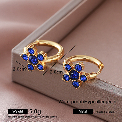 304 Stainless Steel Rhinestone Hoop Earrings for Women KH4016-6-1
