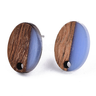 Resin & Walnut Wood Stud Earring Findings MAK-N032-004A-A08-1