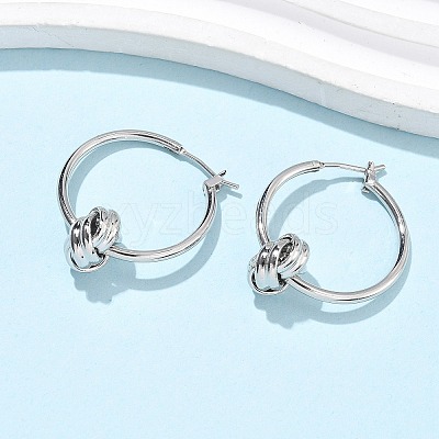 Brass Twist Hoop Earrings for Women EJEW-L297-01A-P-1