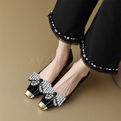 2Pcs Acrylic Rhinestone & Polyester & Iron Shoe Decorations DIY-WR0004-11-1