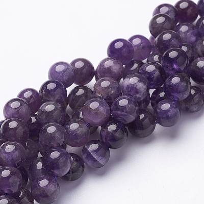 Round Amethyst Beads Strands X-GSR10mmC062-1
