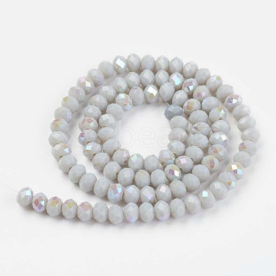 Electroplate Opaque Solid Color Glass Beads Strands EGLA-A034-P6mm-L16-1