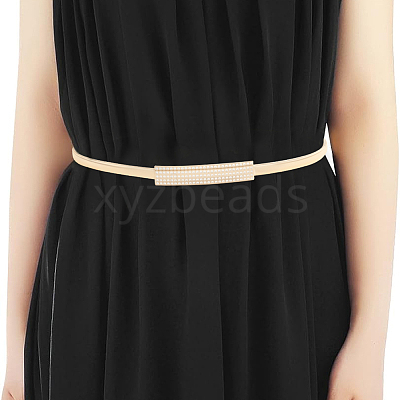 Iron & Resin Rhinestones Waist Chain Belts for Women Ladies Dress AJEW-WH20072-04G-1