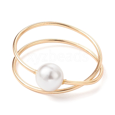 Brass Wire Wrap Criss Cross Finger Ring RJEW-TA00090-1