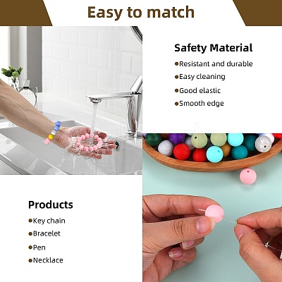 80Pcs Round Silicone Focal Beads SIL-SZ0001-24-30-1
