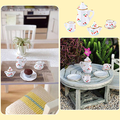 Cherry Pattern Mini Ceramic Tea Sets AJEW-TA0003-48-1