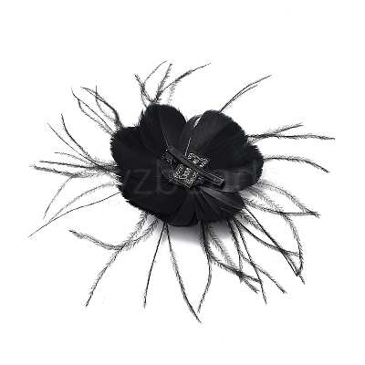 Bridal Wedding Mesh Feather Fascinator Hats Hair Chips OHAR-XCP0001-13-1