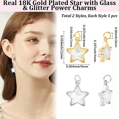 10Pcs 2 Colors Brass Charms KK-BBC0019-20B-1