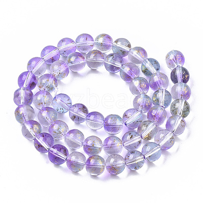 Transparent Spray Painted Glass Bead Strands GLAA-N035-03C-B05-1