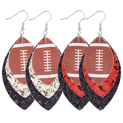 2 Pairs 2 Colors Synthetic Leather Dangle Earrings EJEW-CL0001-01B-1