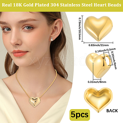 5Pcs 304 Stainless Steel Beads STAS-BBC0007-35-1