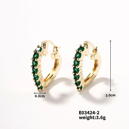 Heart-shaped Diamond Inlaid Hoop Earrings XW0736-4-1