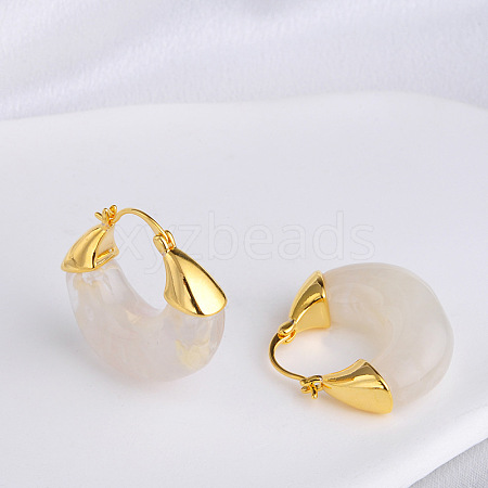 Brass Resin Hoop Earrings FS-WG9E07E-04-1