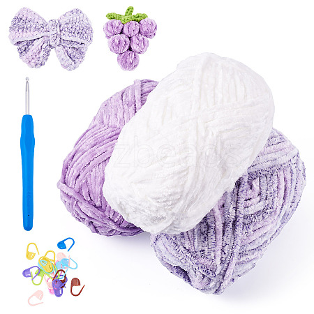 3 Rolls Polyester Chenille Wool Yarn OCOR-MB0001-06A-1