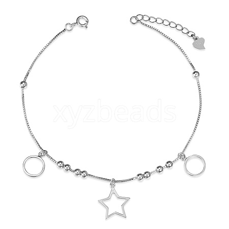 SHEGRACE Rhodium Plated 925 Sterling Silver Charm Anklets JA146A-1