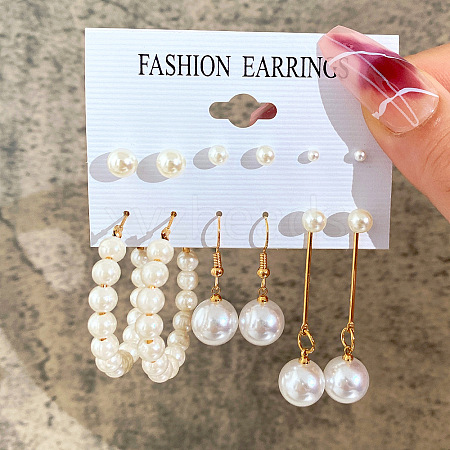 Alloy & Plastic Pearl Earring Sets WG17A46-24-1