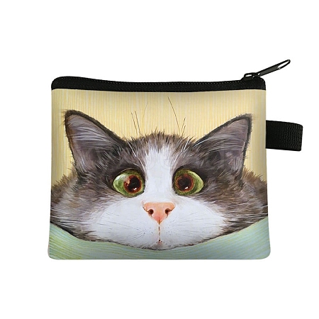 Cute Cat Polyester Zipper Wallets ANIM-PW0002-28F-1
