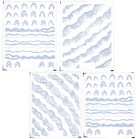 4 Sheets 4 Styles Plastic Nail Art Stickers MRMJ-SP0001-34-1