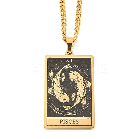 304 Stainless Steel Tarot Pendant Necklaces NJEW-A026-01G-12-1