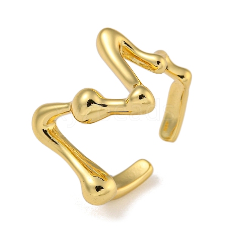 V Shape Brass Open Cuff Rings for Women RJEW-Z050-05G-1