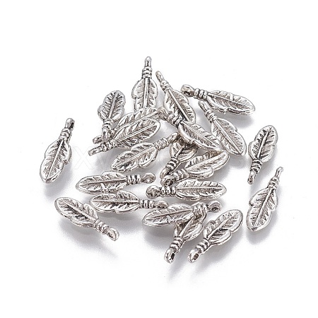 Tibetan Style Alloy Feather Pendants LS-TIBEP-0377-AS-LF-1