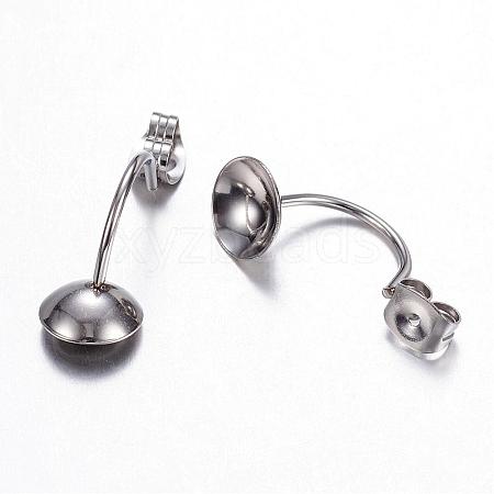 Tarnish Resistant 304 Stainless Steel Stud Earring Settings STAS-N0006-01P-1