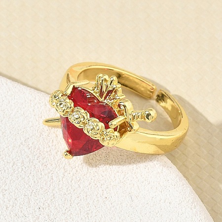 Brass & Glass Cuff Open Rings for Women KK-CBA760A-01B-G-1