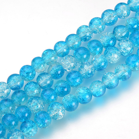 Baking Paint Transparent Crackle Glass Round Bead Strands DGLA-Q018-6mm-03-1