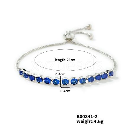 Fashionable Blue Round Rhinestone Slider Bracelets LO0002-1