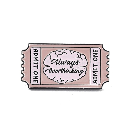 Rectangle Stamp Always Overthinking Zinc Alloy Enamel Brooch JEWB-C028-01E-EB-1