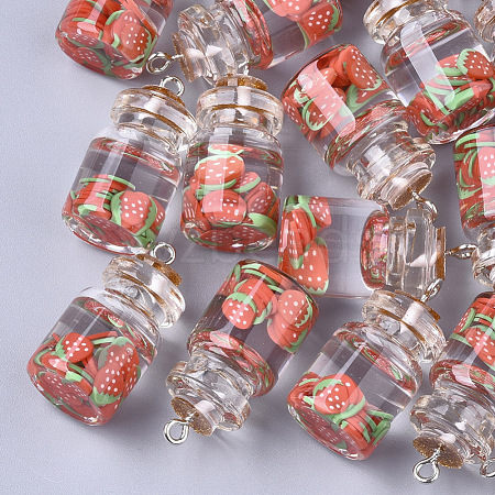 Glass Bottle Pendants X-GLAA-T001-04D-1