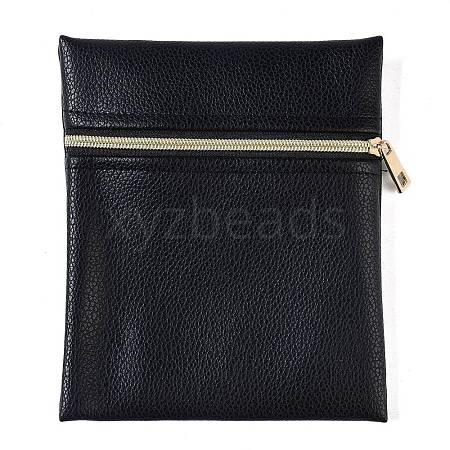 Imitation Leather Jewelry Storage Zipper Bags ABAG-G016-01D-05-1