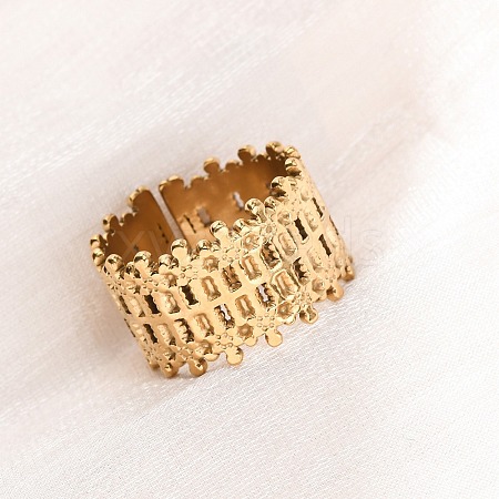 304 Stainless Steel Open Cuff Rings for Women RJEW-K309-10A-G-1