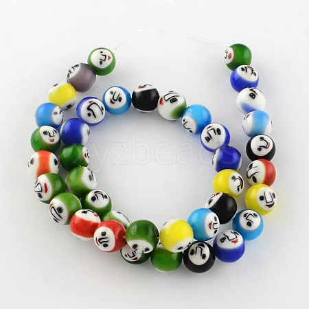 Round Handmade Lampwork Bead Strands X-LAMP-S169-03-1