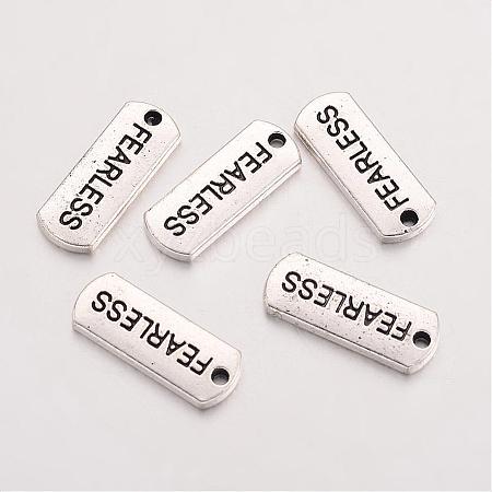 Tibetan Style Alloy Rectangle with Word Fearless Pendants X-TIBEP-Q043-064-RS-1