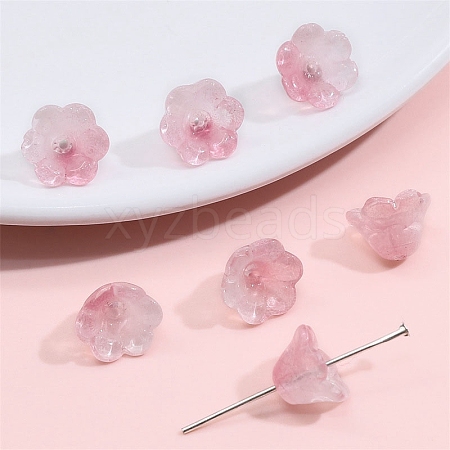 10Pcs Gradient Color Transparent Glass Bead Caps PW-WG464DA-28-1